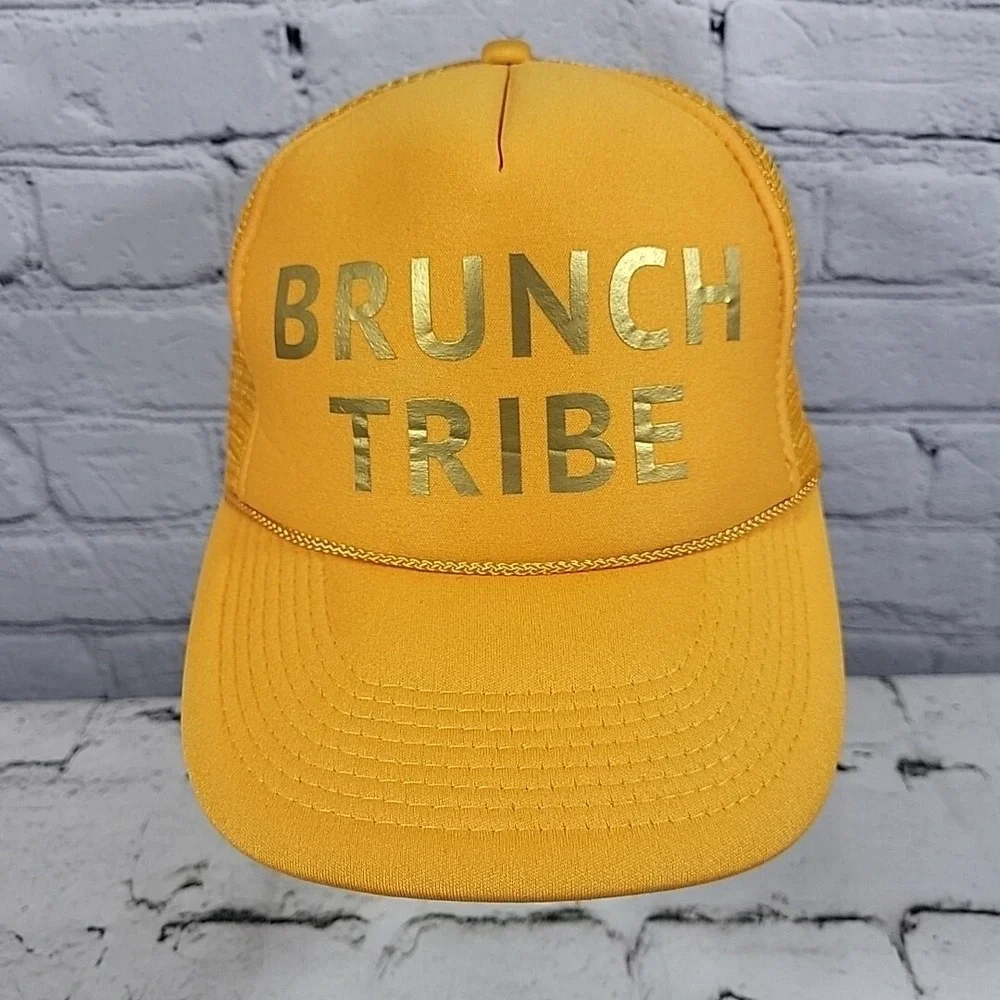 Brunch Tribe Trucker Hat Unisex Snapback Golden Yellow Rope Front‎ Meshback Cap